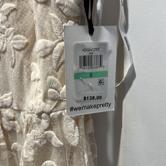 NWT Kensie ivory dress. Size 8. Lace embroidered Overlay, feminine, and soft. - Picture 3 of 8